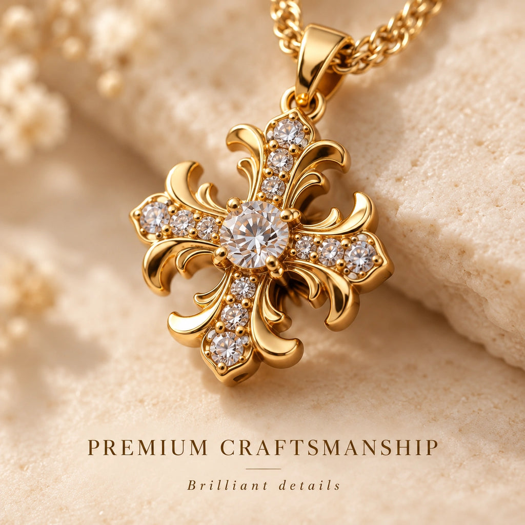 Rotating Fleur-de-Lis Cross Necklace – Vintage Titanium Steel Pendant