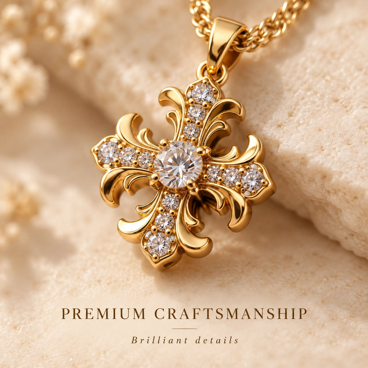 Rotating Fleur-de-Lis Cross Necklace – Vintage Titanium Steel Pendant