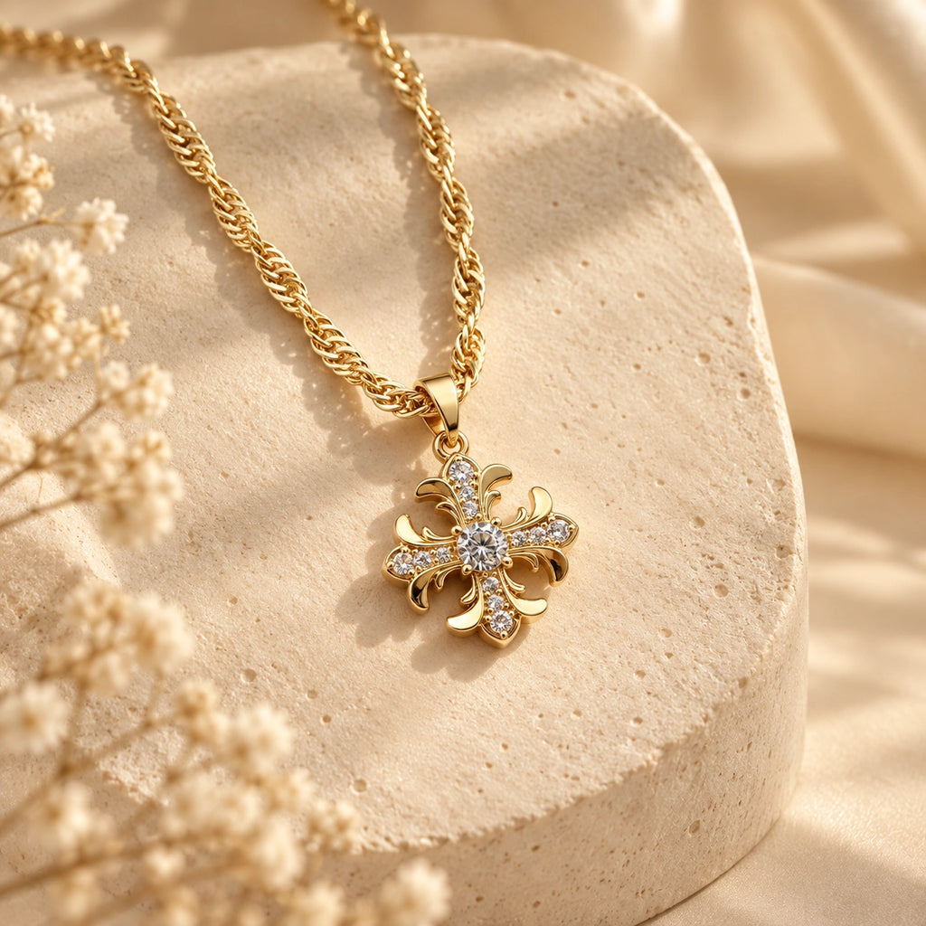Rotating Fleur-de-Lis Cross Necklace – Vintage Titanium Steel Pendant