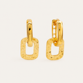 Elegant Gold Geometric Teardrop Hoop Earrings – Lightweight, Textured, Modern Design