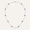 Sterling Silver Blue Sapphire Necklace – 8-Stone Round Cut Pendant with Lobster Clasp
