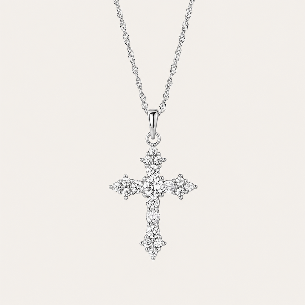 Starlight Aura Celestial Grace Cross Necklace