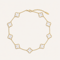 18K Gold-Plated Mother-of-Pearl Four-Leaf Clover Station Necklace