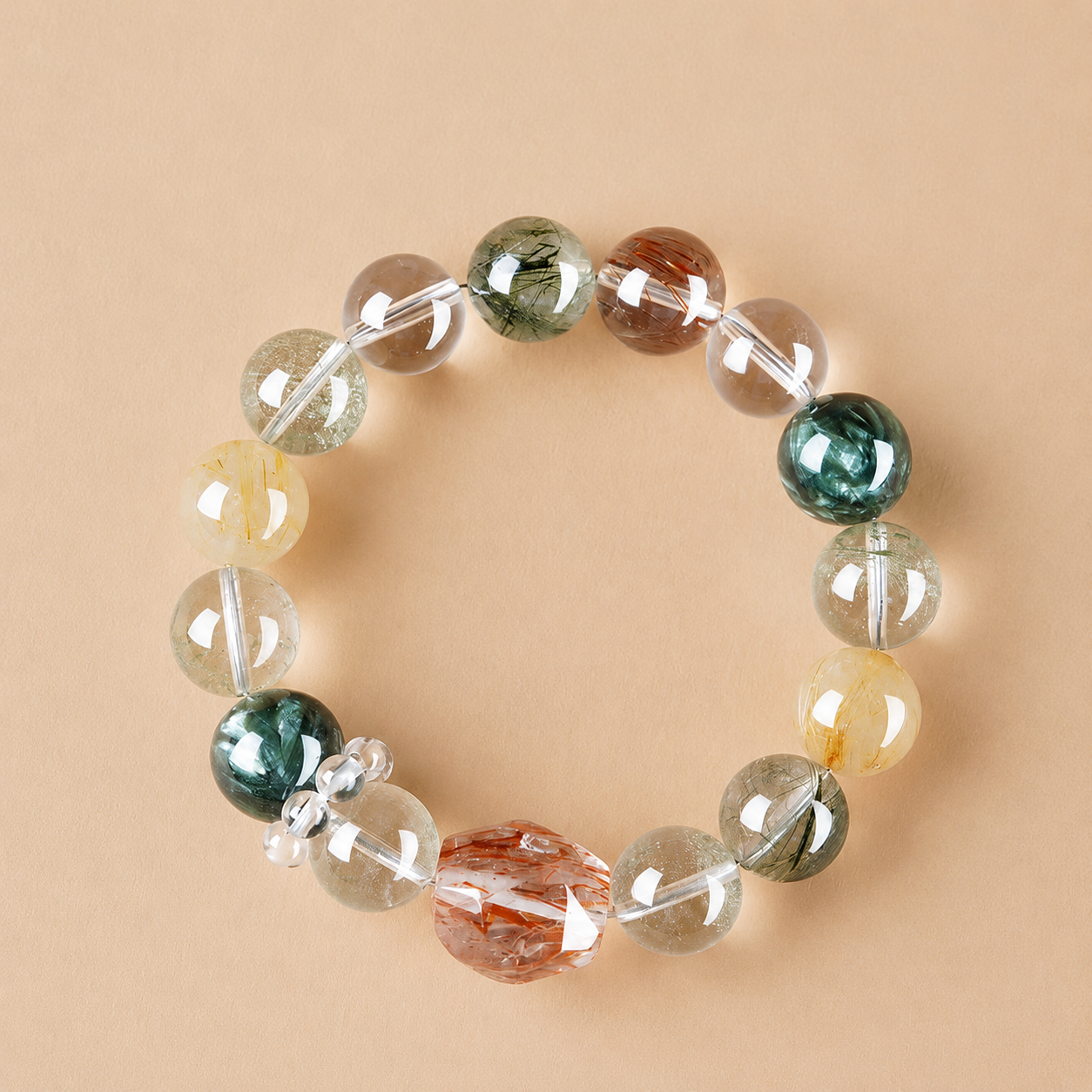 Wealth Attraction Prosperity Multi-Stone Crystal Bracelet Feng Shui Abundance Energy Jewelry
