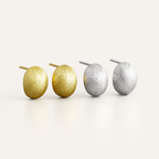 Textured Oval Stud Earrings – 925 Sterling Silver Gold & Silver Earrings