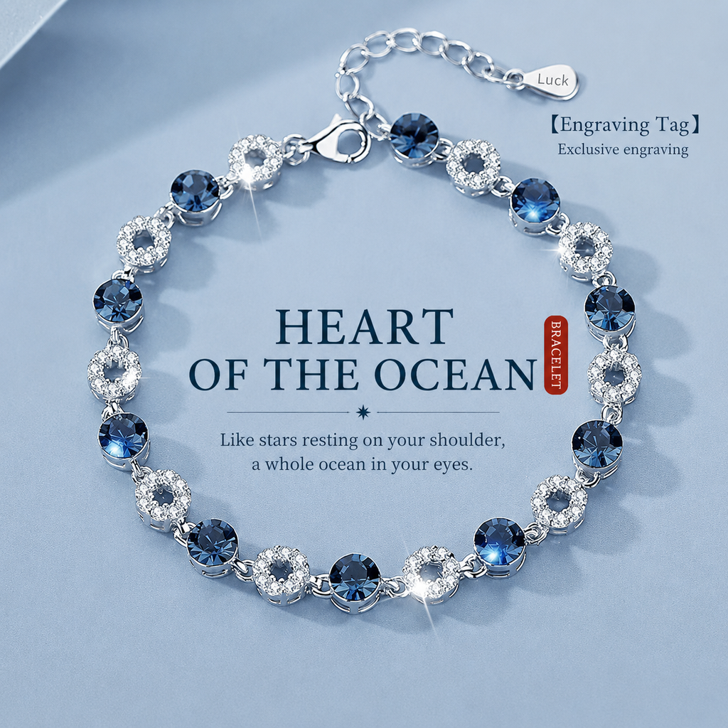 Ocean Secrets Elegant Blue Crystal Bracelet Gift for Her