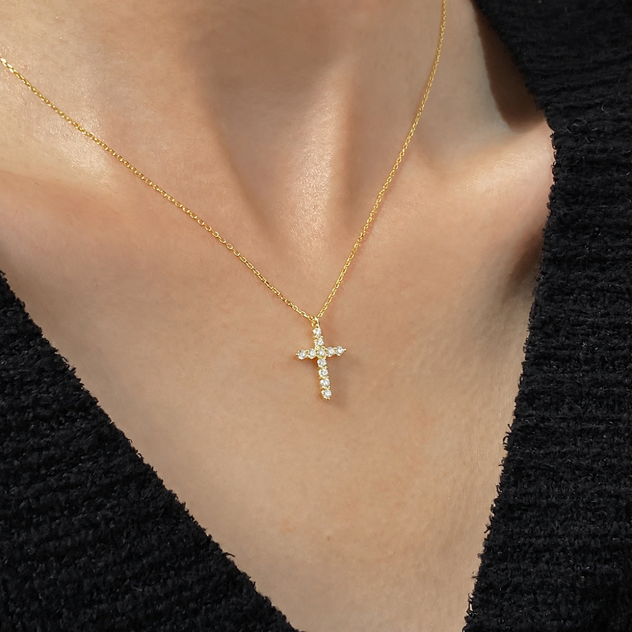 Timeless Sparkle Cross Pendant Necklace