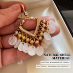 Elegant Vintage Shell Tassel Earrings with Pearl Accents and Sparkling Crystal Details