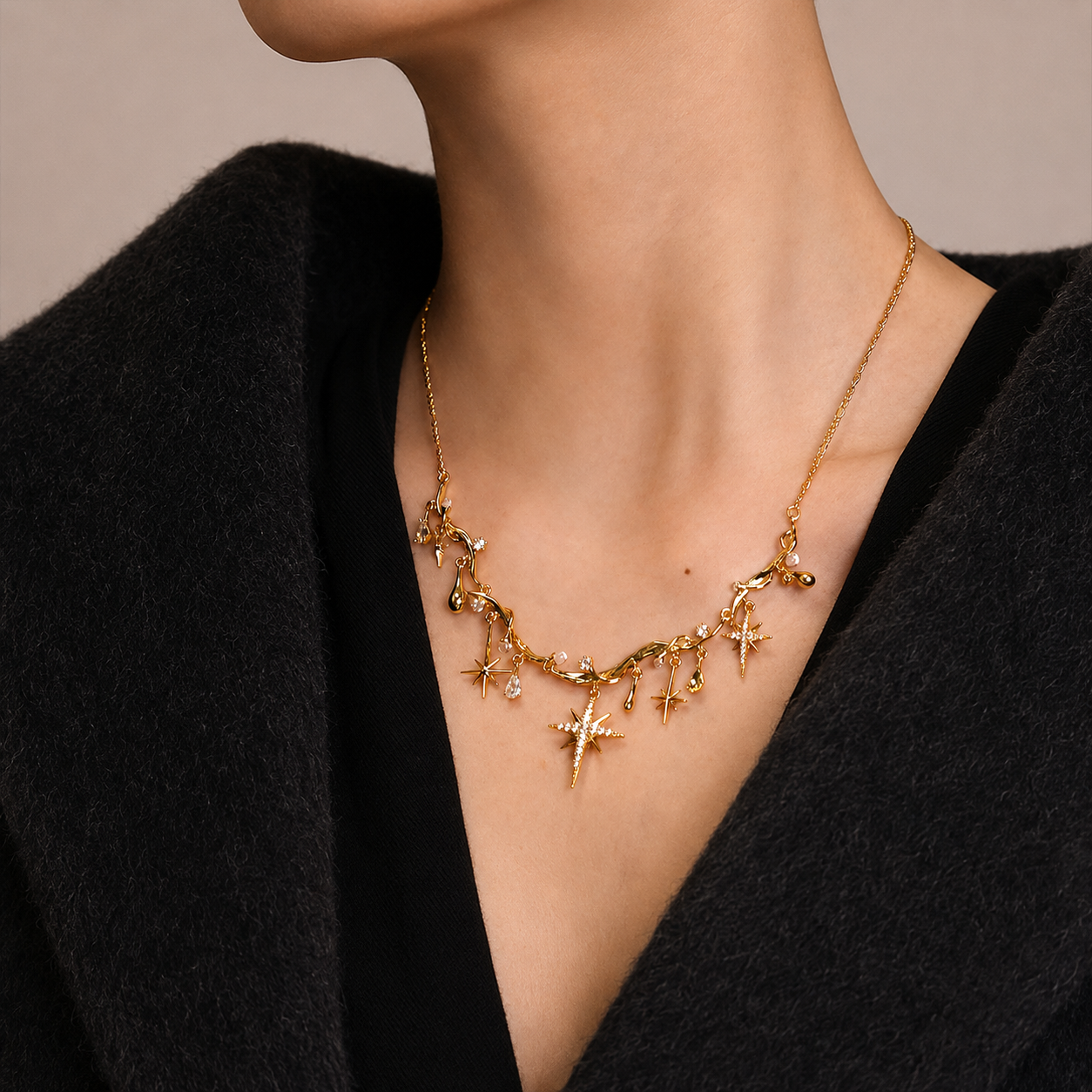 Starlight Aura Shooting Star Tassel Necklace