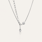 Dual-Layer Chain Pearl Pendant Necklace – Asymmetric Y-Shape Design with Freshwater Pearl