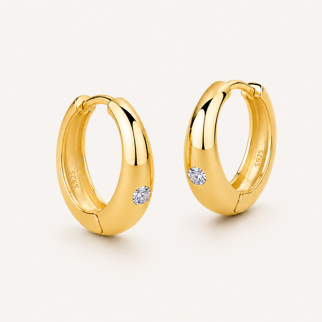 Minimalist Gold CZ Huggie Earrings