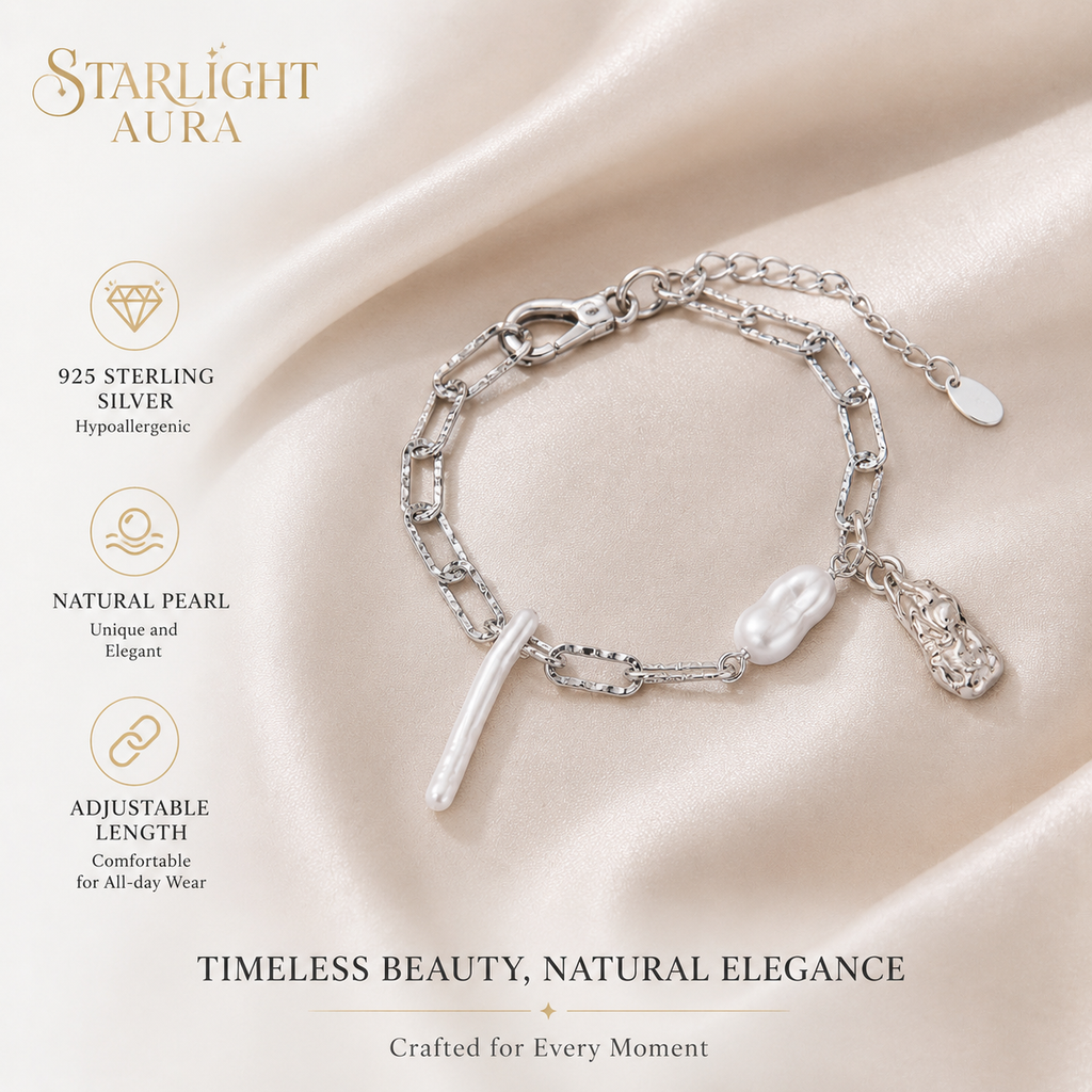 Baroque Pearl Chain Bracelet – Sterling Silver Statement Jewelry