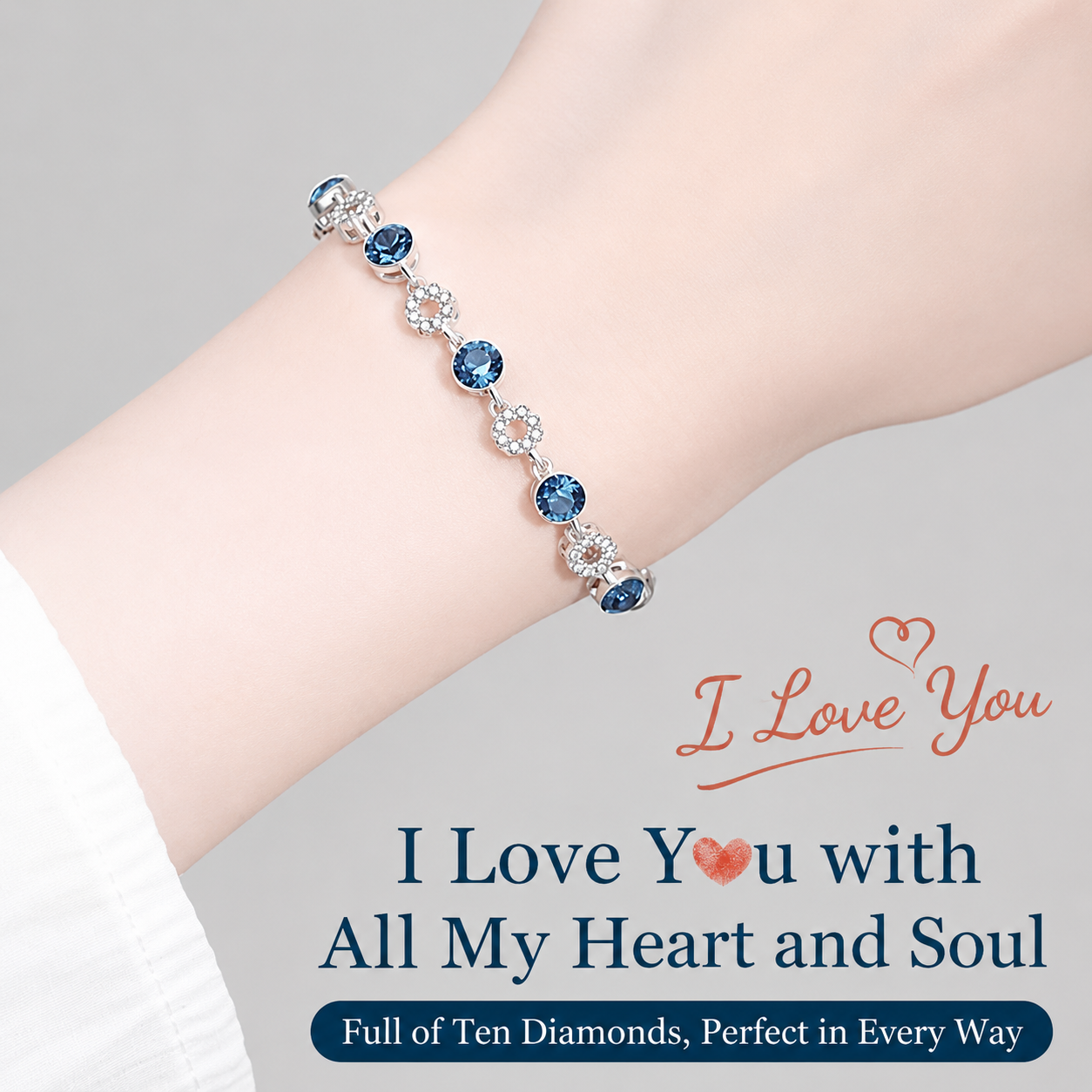 Ocean Secrets Elegant Blue Crystal Bracelet Gift for Her