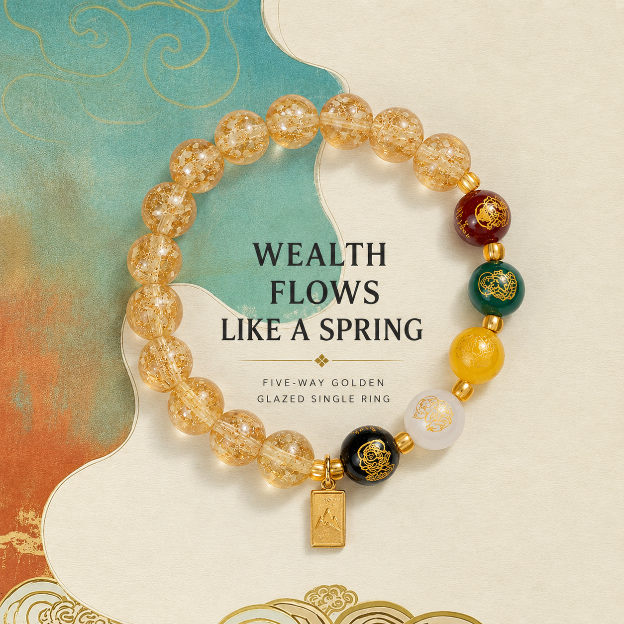 Golden Rutilated Quartz & Tiger Eye Prosperity Bracelet – Handmade Lucky Crystal Beaded Bracelet for Wealth and Positive Energy