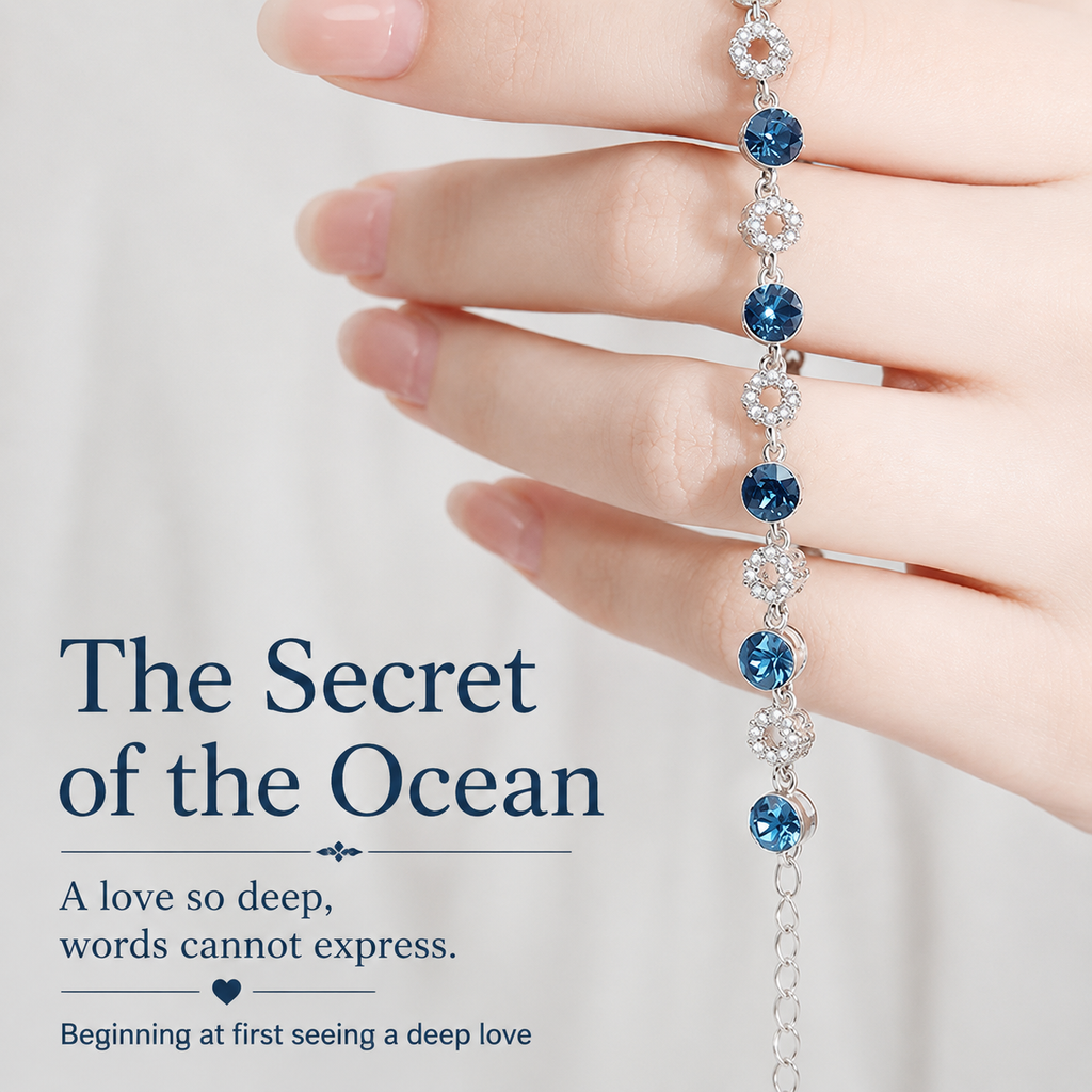 Ocean Secrets Elegant Blue Crystal Bracelet Gift for Her