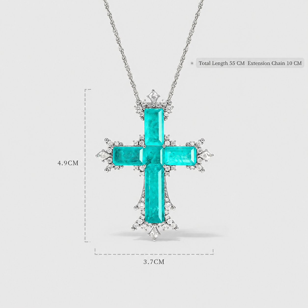 Luxury Paraiba Cross Necklace with Gold Chain and Sparkling Cubic Zirconia Accents
