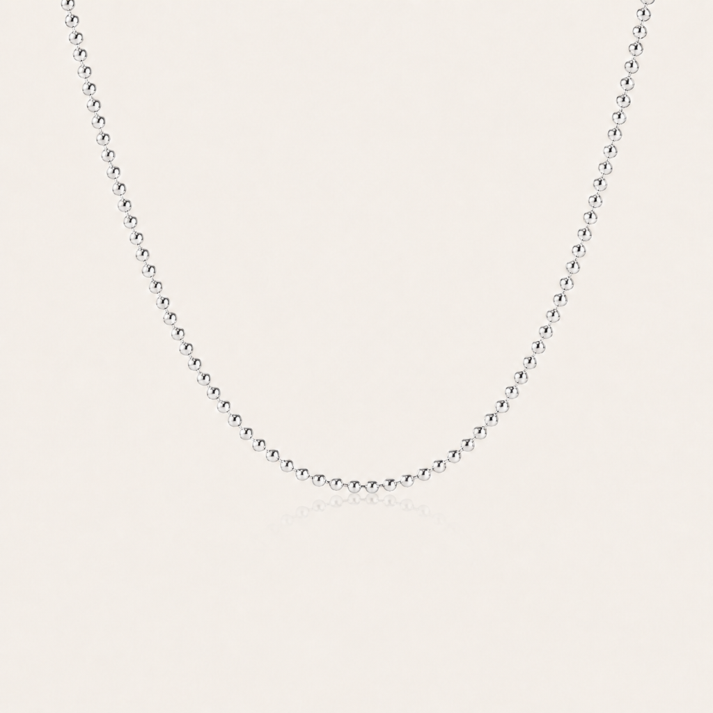 Minimal Beaded Sterling Silver Necklace – Elegant Layering Chain for Women