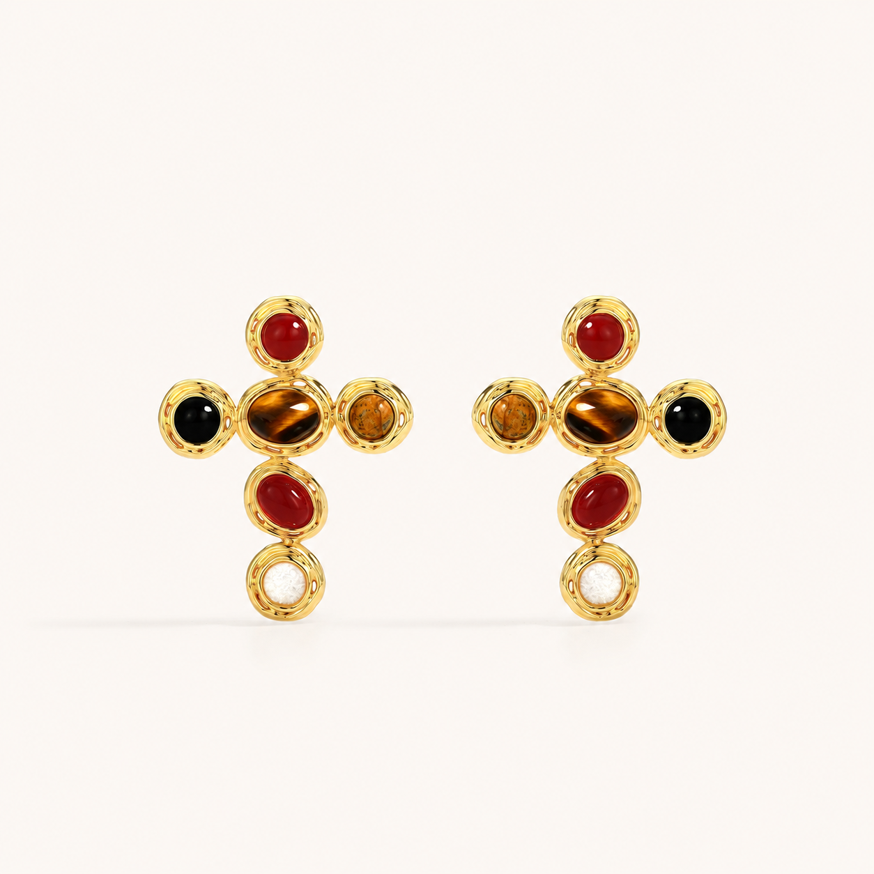 Starlight Aura Five-Stone Cross Earrings
