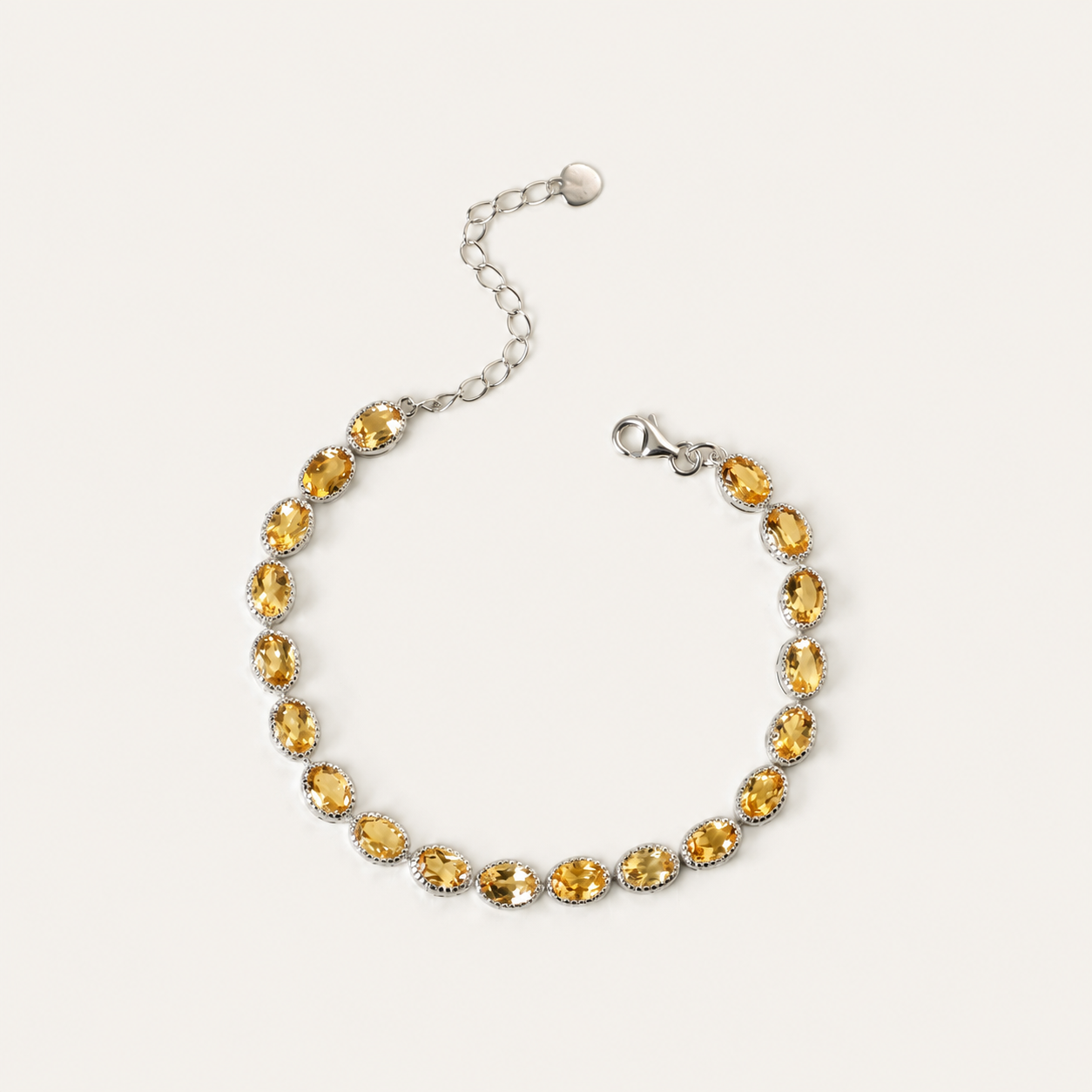 Luxury Dainty Citrine Crystal Bracelet Silver Oval Cut Yellow Gemstone Wealth &amp Abundance Bracelet Minimalist Prosperity Jewelry