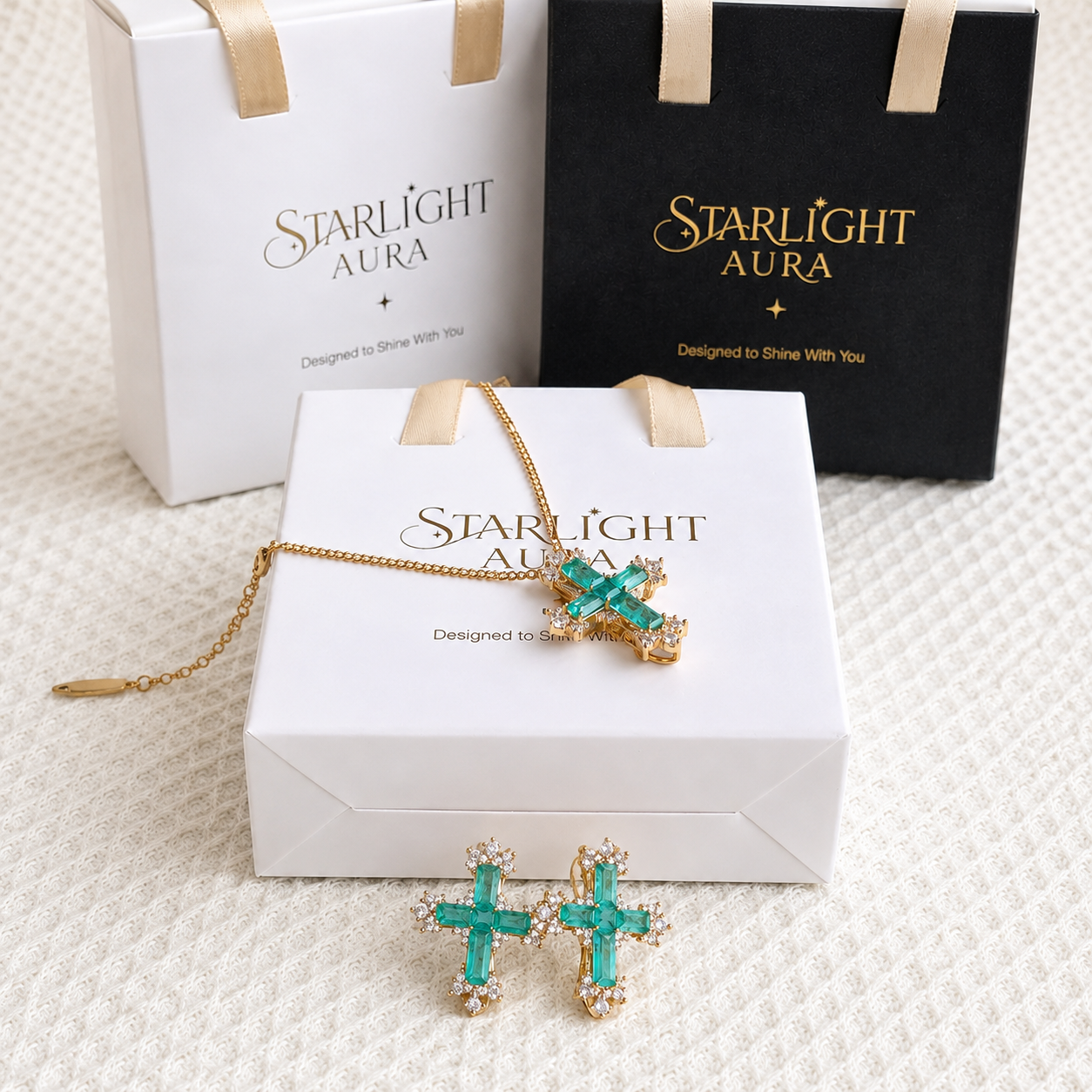 Sparkling Paraiba Cross Statement Earrings with Cubic Zirconia Accents