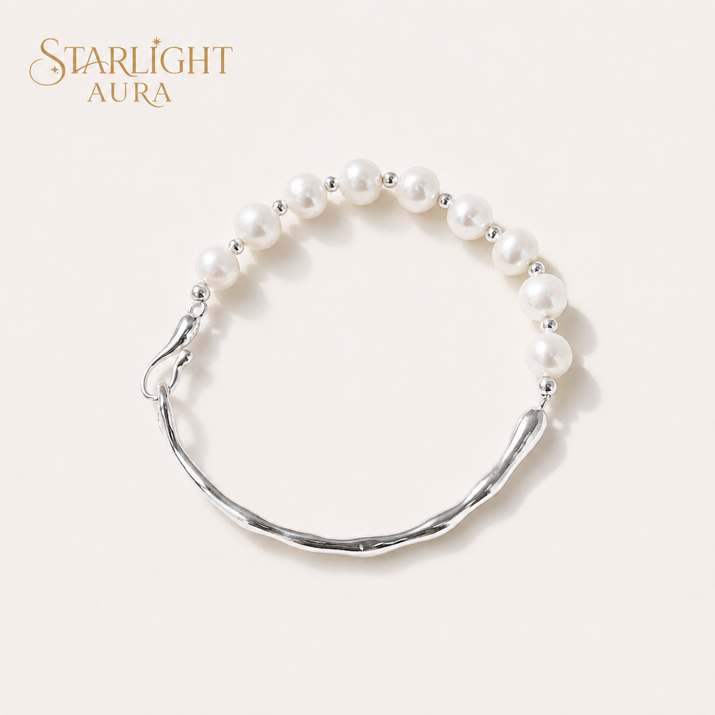 Luna Pearl Bracelet – Natural Freshwater Pearl & S925 Sterling Silver Minimalist Bracelet for Women  Product Description