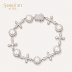 925 Sterling Silver Pearl Cross Bracelet for Women | Elegant Faith-Inspired Charm Jewelry Gift