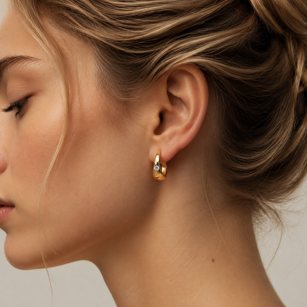 Minimalist Gold CZ Huggie Earrings