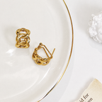 Vintage Gold Chain Hoop Earrings – 925 Sterling Silver Thick Gold Plated Earrings