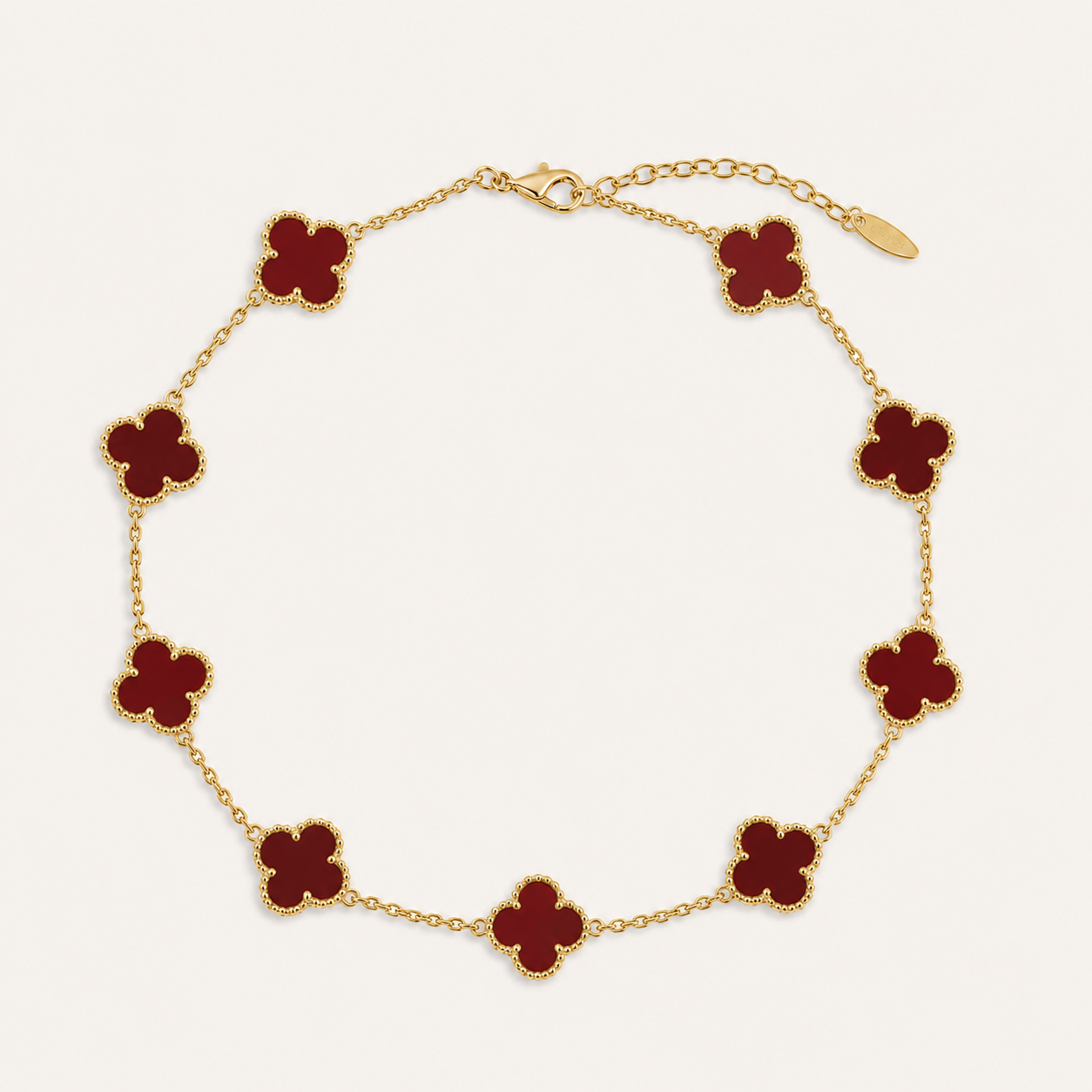 18K Gold-Plated Mother-of-Pearl Four-Leaf Clover Station Necklace
