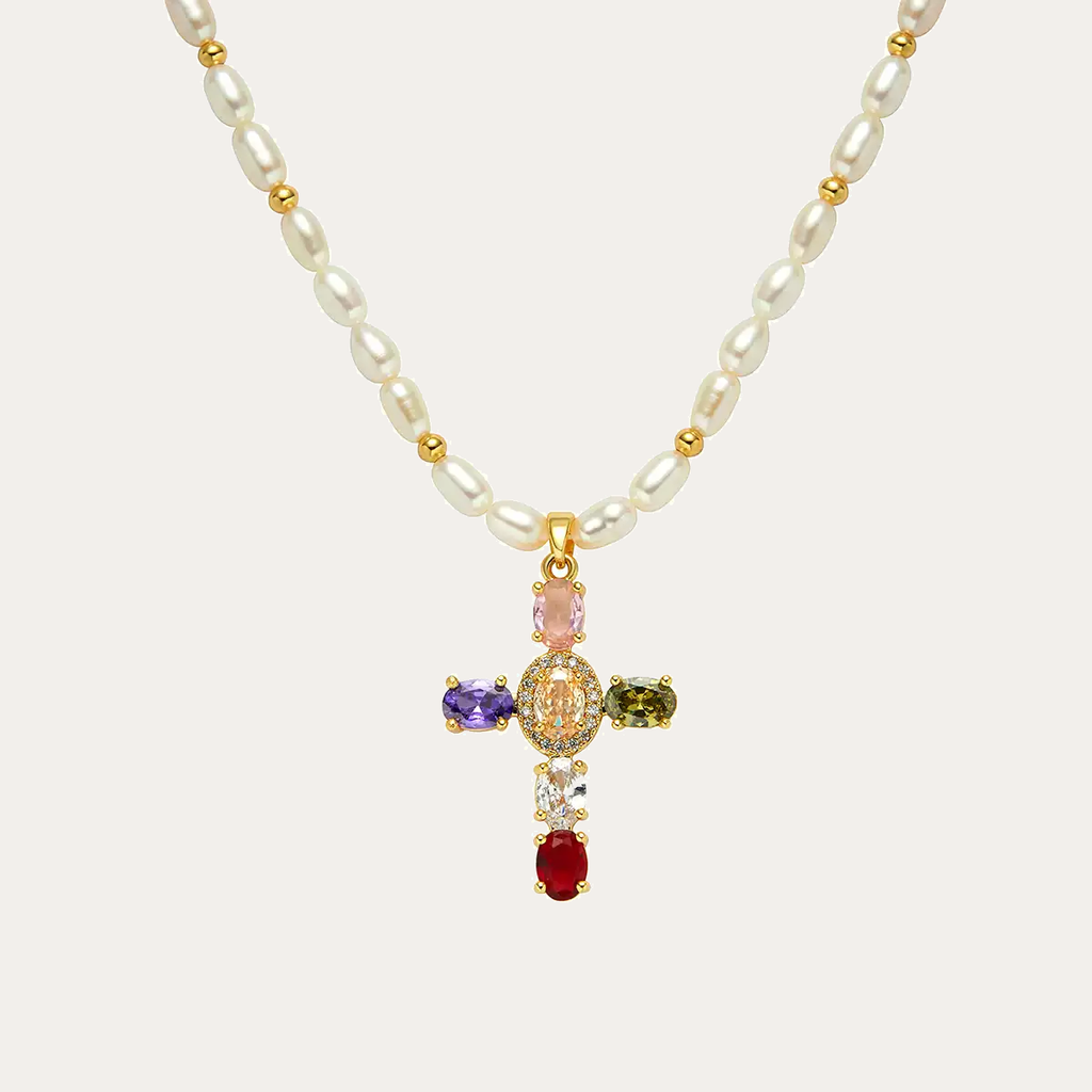 Pearl Cross Pendant Necklace