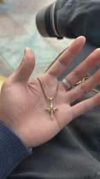 Celestial Starburst Cross Necklace – Gold & Silver Tone