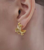 Golden Bloom Floral Zircon Hoop Earrings