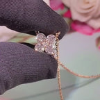 Rose Gold Four-Stone Clover Necklace – Sparkling Crystal Pendant Jewelry