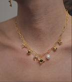 Starlight Aura Five-Stone Cross Necklace