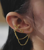 Starlight Aura Cross Chain Ear Cuff Earrings