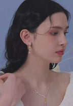 Yellow & Pink Zircon Tassel Earrings