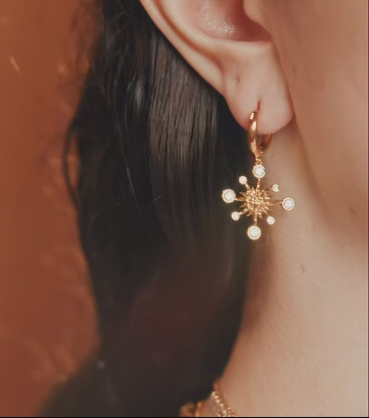 Starlight Aura Radiant Starburst Hoop Earrings
