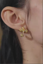 Vintage Cross Crystal C-Hoop Earrings