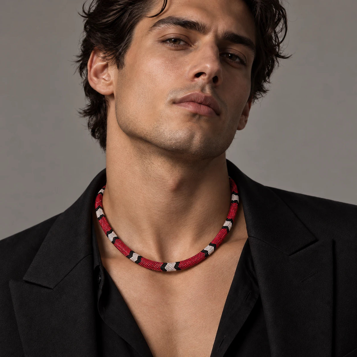 Snake Charm Collar Necklace – Unisex Statement Snake Pattern Jewelry