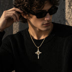 Celestial Starburst Cross Necklace – Gold & Silver Tone