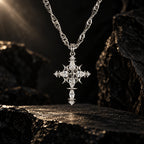 Celestial Starburst Cross Necklace – Gold & Silver Tone